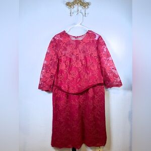 Liancarlo Couture Red Lace Formal Shift Dress. Mother of the bride/groom. Size L